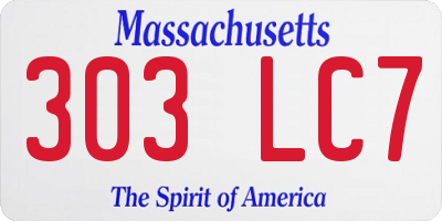 MA license plate 303LC7