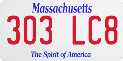 MA license plate 303LC8