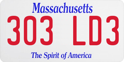MA license plate 303LD3