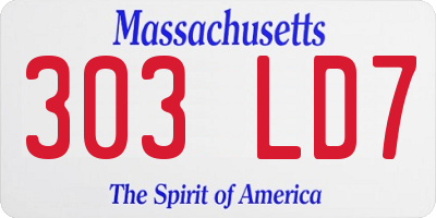 MA license plate 303LD7