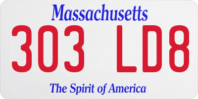 MA license plate 303LD8