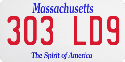 MA license plate 303LD9