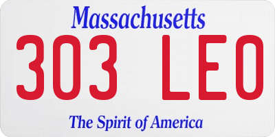 MA license plate 303LE0