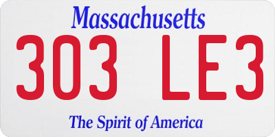 MA license plate 303LE3
