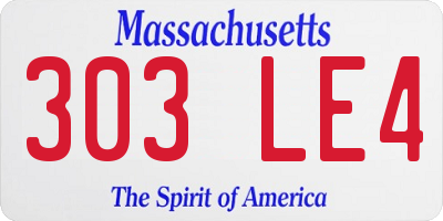 MA license plate 303LE4