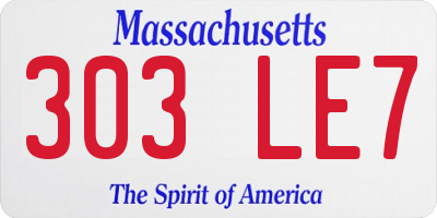 MA license plate 303LE7