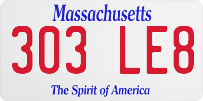 MA license plate 303LE8