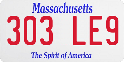MA license plate 303LE9