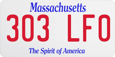 MA license plate 303LF0