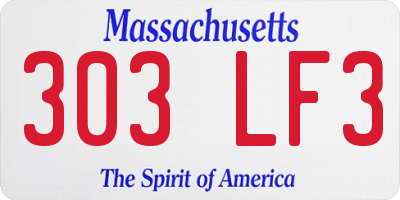 MA license plate 303LF3