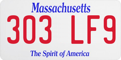 MA license plate 303LF9