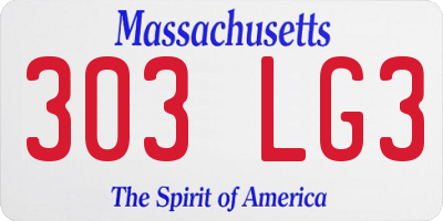 MA license plate 303LG3