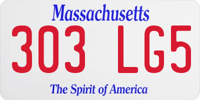 MA license plate 303LG5