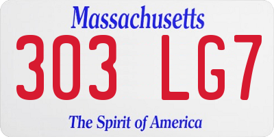 MA license plate 303LG7