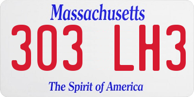 MA license plate 303LH3