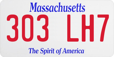 MA license plate 303LH7