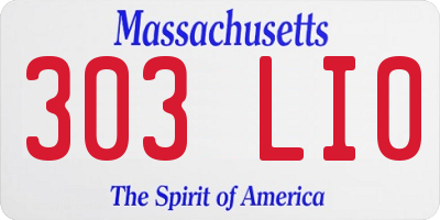 MA license plate 303LI0