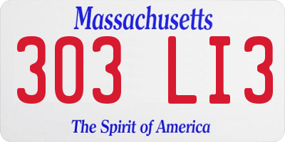 MA license plate 303LI3