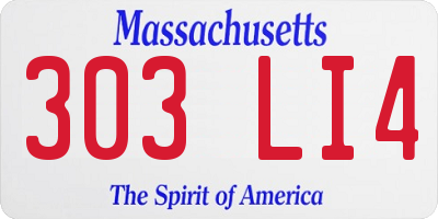 MA license plate 303LI4