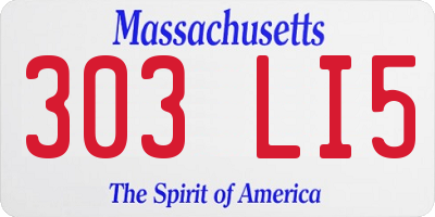 MA license plate 303LI5