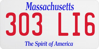 MA license plate 303LI6