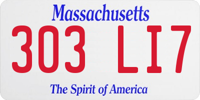 MA license plate 303LI7