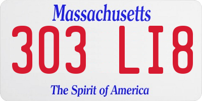 MA license plate 303LI8