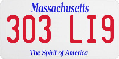 MA license plate 303LI9