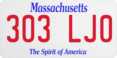 MA license plate 303LJ0