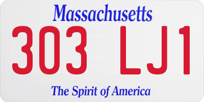 MA license plate 303LJ1
