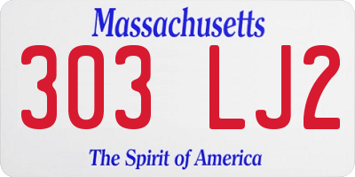 MA license plate 303LJ2