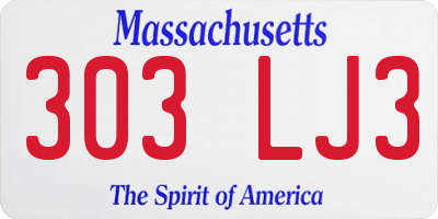 MA license plate 303LJ3