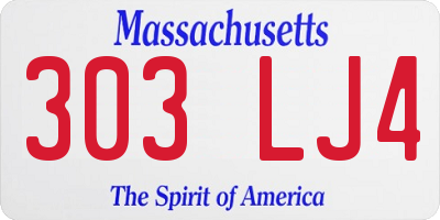 MA license plate 303LJ4