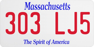 MA license plate 303LJ5