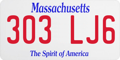 MA license plate 303LJ6