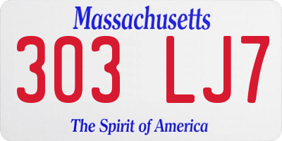 MA license plate 303LJ7