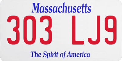 MA license plate 303LJ9