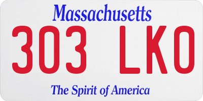 MA license plate 303LK0