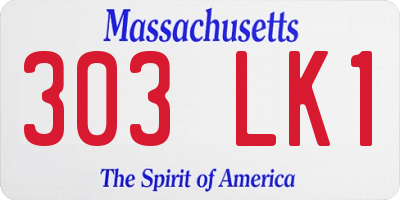 MA license plate 303LK1