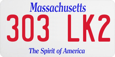 MA license plate 303LK2