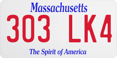 MA license plate 303LK4