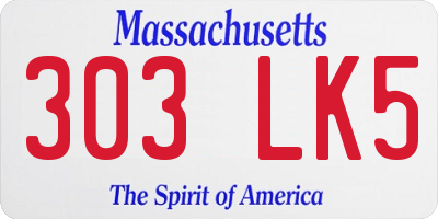 MA license plate 303LK5