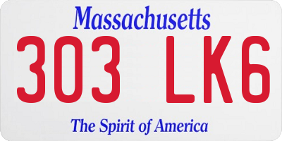 MA license plate 303LK6