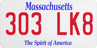 MA license plate 303LK8