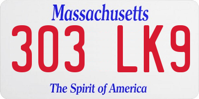MA license plate 303LK9
