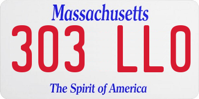 MA license plate 303LL0