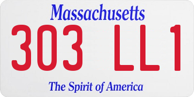 MA license plate 303LL1