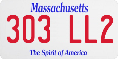 MA license plate 303LL2