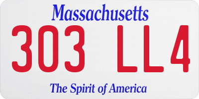 MA license plate 303LL4