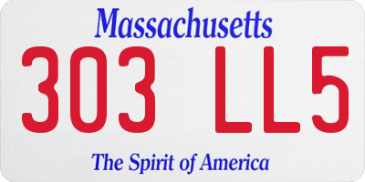 MA license plate 303LL5